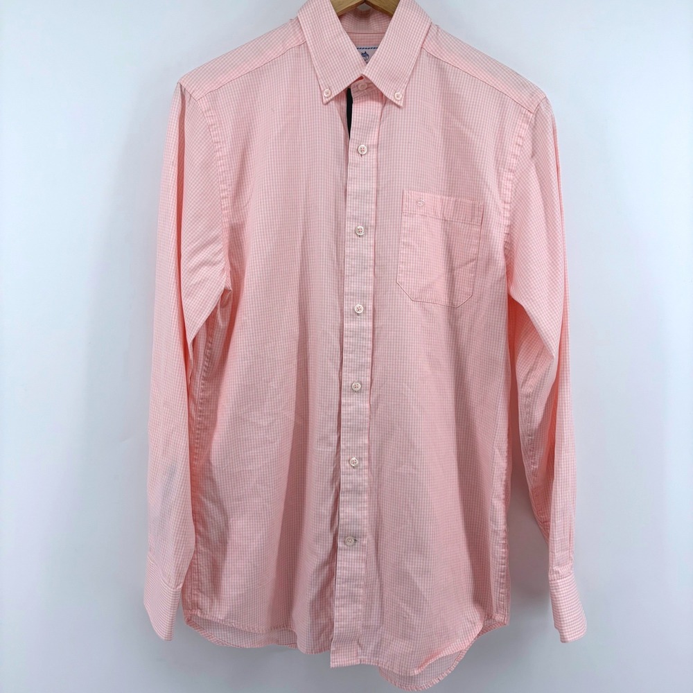 Southern Tide Mens‎ Classic Fit Gingham Button Down Shirt Pink White Small S